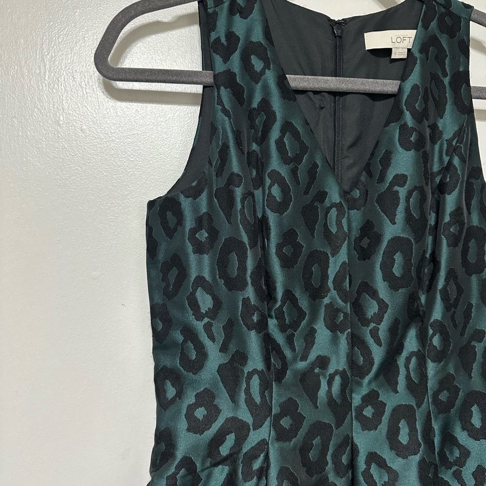 Loft Animal Print Sleeveless Dress size Womens 0 Work Formal Dress Blue & Black